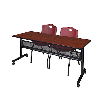 Kobe Rectangle FlipTop Table, 72" W, 29" H, Laminate Top, Cherry MKFTM7224CH47BY
